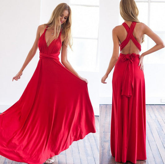 Hot-Selling Multi-Way Multi-Strap Cross Backless Sexy Bandage Long Dress Gown